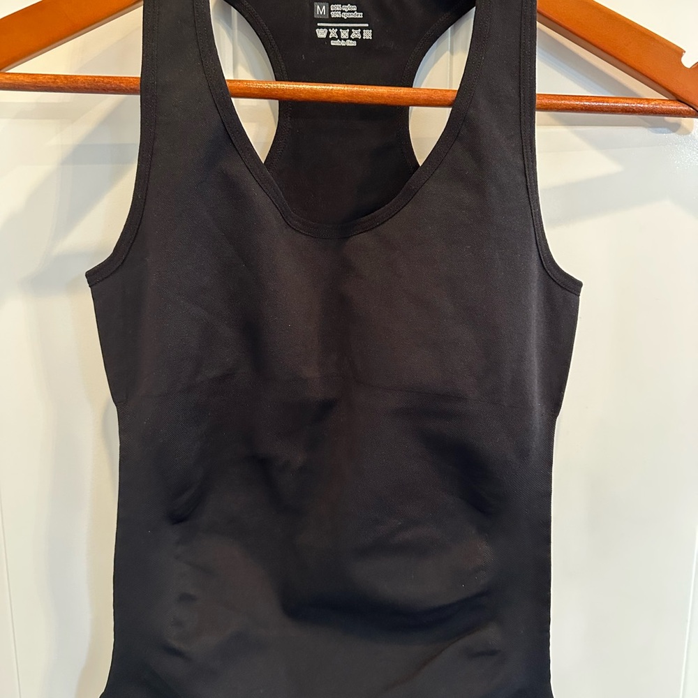 Black Women's Tank Top Lightly Ruched Sides